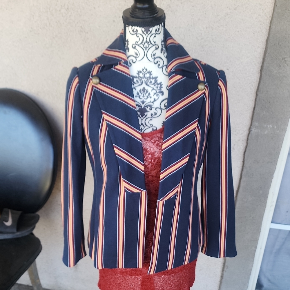 Striped Navy and Orange chicos  Blazersize 0 or small